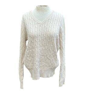 St. John’s Bay Classic Sweater, V Neck, Cream color, womens size large